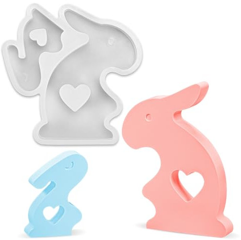 Silikonform Ostern Hase, Silikonformen Gießformen Ostern, DIY Hasen Gießformen Silikon Ostern, Silikonform Frühling, Osterhasen Gießform Frühling für DIY Osterdeko Handwerk (B)
