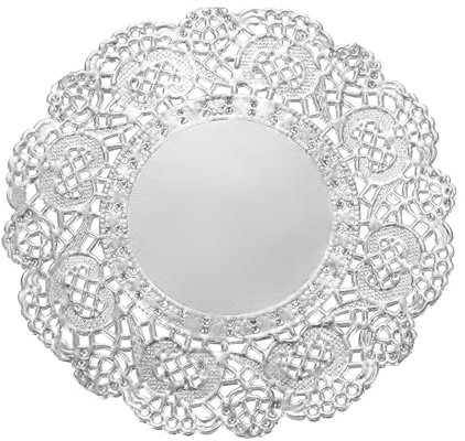 sourcing map 50 Pcs Round Paper Doilies, 3.5 Inch Lace Doilies for Food Parties Weddings Birthday, Silver