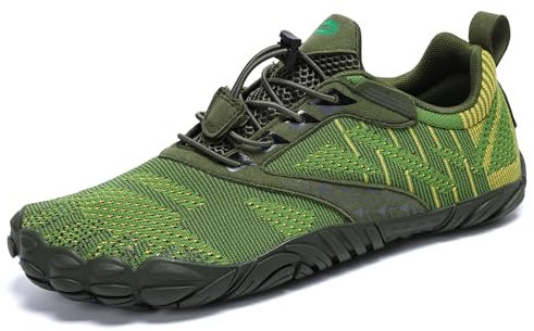 SAGUARO Barfußschuhe Herren Barfuss Schuhe Damen Barfussschuhe Outdoor Zehenschuhe Atmungsaktiv Traillaufschuhe mit Zero-Drop Solhe Waldgrün,Gr.43