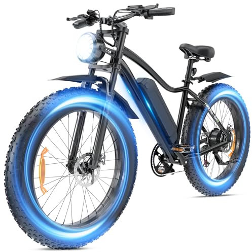 Finbike E-Bike für Erwachsene, 250 W Electric Bike bis zu 60 Meilen, 48V 13Ah herausnehmbarer Akku Mountain Ebike, E Bike mit 7 Gängen, 26 * 4 Fetter Reifen Elektrofahrräder für Stadt und Gelände