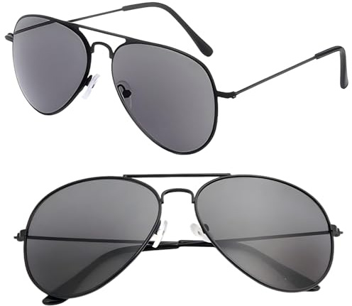 BrambleCo Kids Sunglasses – Classic Pilot Style UV400 Protection – Durable Metal Frame Boys Sunglasses – Retro Lightweight Sunglass Kids – Ideal for Outdoor, Travel & Everyday Wear (Black)