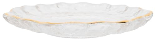 FONDOTIN Sottobicchiere in Vetro Trasparente con Dorato Sottotazza Resistente al Calore e Anti-scottatura Piattino Elegante Forma di Fiore per Tazze da Tè e Caffè Decorazione Tavolo da