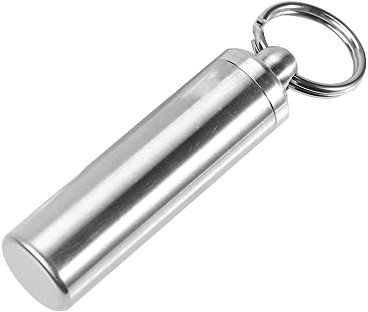 Pillendose 15mm Edelstahl wasserdichte Medizin Pille Box Fall Flaschenhalter Container mit Schlüsselbund