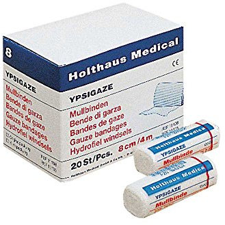 Holthaus Medical YPSIGAZE Mullbinde Verband Binde Bandage Mull, starr, lose, 8cmx4m, 20St