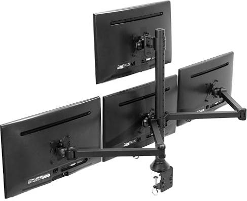 VIVO Stål Quad LED LCD-skärm kraftigt skrivbordsfäste, 3 Plus 1 helt justerbart stativ, rymmer 4 skärmar upp till 32 tum, STAND-V104A