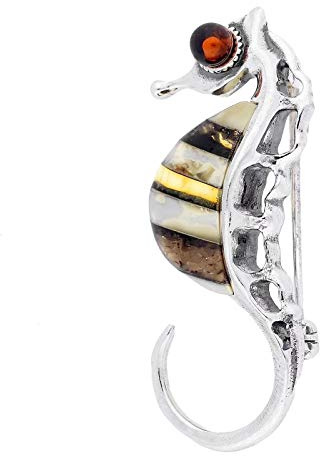 Spilla da donna in ambra a tema animale, in argento Sterling 925, 42mm x 15mm, Sterling,Argento Sterling,Argento,Resina, Ambra