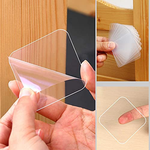 10PCS MILEQEE Large Double Sided Adhesive Pads for Mounting, 2-3/8in Two Precut Squares Tape Super Strong Heavy Duty Washable Sticky Patch Walls Hanging Nano Gel Clear 60mm, 2-23/64inchx2-23/64inch