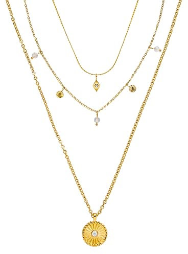 Purelei® Kaipo Ketten Set (Gold) – Ketten für Damen aus langlebigem Edelstahl – Wasserfeste Ketten mit Anhänger – Verstellbare Länge – Halsketten für deinen individuellen Look