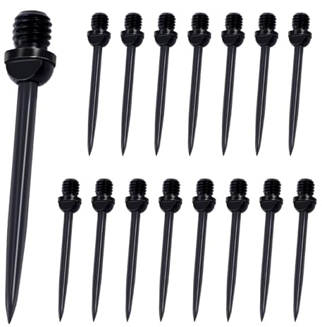 Heveer Pointes de Fléchettes en Acier Pointes de Fléchettes Noir avec Filetage 2BA pour Remplacer Les Pointes des Fléchettes 16 Pièces
