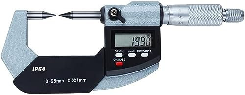 Micrómetro Exterior Electrónico, Micrómetro De Punta Doble De Punto Digital De 0-25 Mm, Medidor De Calibre Herramientas De Calibre De Medición De Espesor De 0.001 Mm, Puntas De Carburo,Constructiv