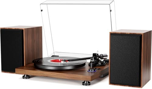 Platine Vinyle HiFi Bluetooth USB, Platine Vinyle avec Haut-Parleur, Double système Compact, système stéréo, contrepoids réglable, Cartouche magnétique, Sortie RCA
