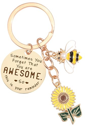 Sunflower Keychains Inspirational Gifts for Women, Motivational Keyring