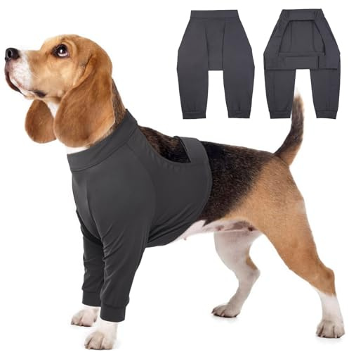 Kuoser XS - Traje de recuperación quirúrgica para perros con piernas, body médico para perras, protector de heridas de codo y pierna, manga frontal postoperatoria, camisa protectora para perro, color