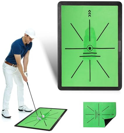 Golf Mat Swing Path Detection Practice Mat, Portable Golf Training Aid for Indoor/Outdoor, Golf Hitting Mat for Beginner Improving Swing Accuracy and Distance & Correct Hitting Posture