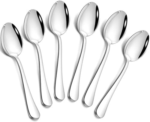 tiokin Set di 6 cucchiaini da caffè, mini cucchiaini da caffè, 12cm, in acciaio inox, per caffè, dessert, tè, antipasti, lavabili in lavastoviglie