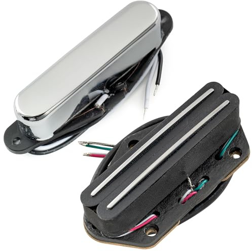 Musiclily Pro TL-DPHA Alnico 5 Single Coil Pickup och Humbucker Single Coil Format Neck Bridge Set för Tele Style Elgitarr, Krom