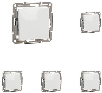 Schneider Electric Asfora Wippschalter, Unterputz, Schraubklemmen, 10AX, 250V, weiss, Artikelnummer EPH0170121D, 5 Stück