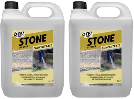 One Chem Pressure Washer Stone Cleaner, 2 x 5 Litres, Heavy Duty Concemtrated Surface Cleaner