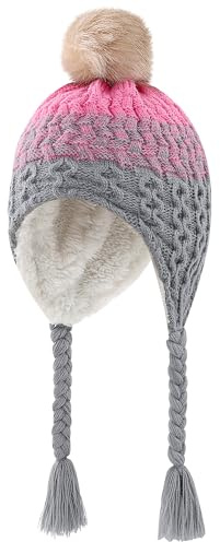 KAKU NANU Gorros para bebés Gorro con Orejeras y pompón de Invierno Gorro con pompón Lindo para niños pequeños Forro Polar cálido para bebés niños y niñas de 1 2 años