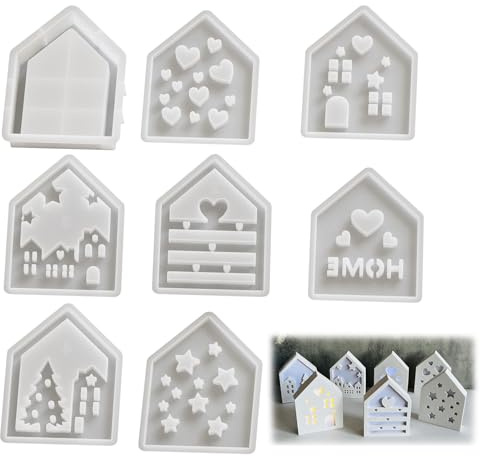 Sonwaha 8 Pezzi Set stampi in silicone per candele, 3D, fai da te, Sapone e stoppini per Cioccolato Eccetera, Resina per Colata da versare come decorazioni per la casa﻿