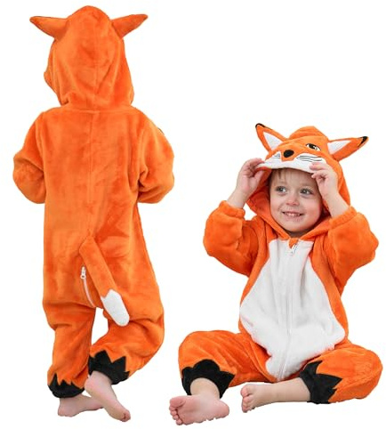 LOLANTA Djur Bebis Hooded Onesie, Unisex, Flanellkostym, Karneval och Halloween för barn