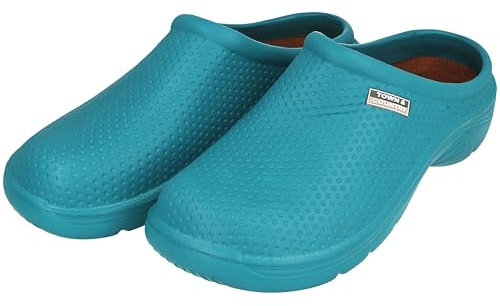 Zoccoli da giardinaggio da uomo/donna super morbidi, leggeri con soletta imbottita, Pois verde acqua, 36 2/3 EU
