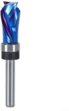 Fraise à défoncer avec tige de 6,35 mm en carbure massif en spirale vers le haut pour le travail du bois avec guide de roulement, compatible avec MDF contreplaqué stratifié et panneaux de particules