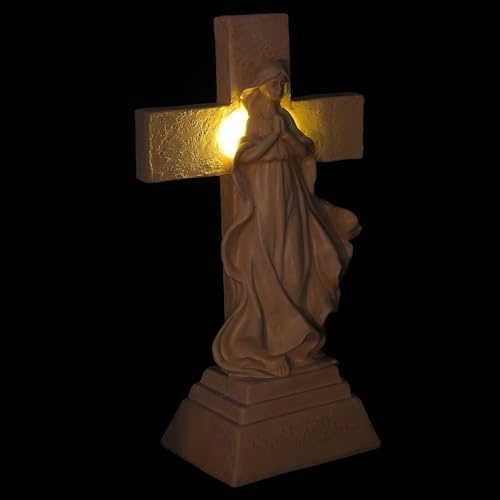 VALICLUD Luce Solare per Tombe a Croce con Angelo in Preghiera, Lampada Commemorativa da Giardino Resistente alle Intemperie, Decorazione Luminosa Solare per Cimitero e Esterni