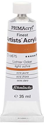 Schmincke - PRIMAcryl® Professional feinste brillante Acrylfarbe, Lichter Ocker, 35 ml Tube, 13 675 009, Premiumacrylfarbe, Acrylmalerei, Profi-Qualität