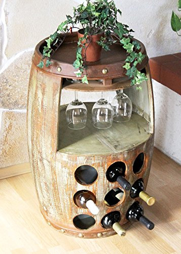 DanDiBo Weinregal Holz Weinfass Braun 70 cm 1681 Bar Flaschenregal Flaschenständer Fass Holzfass
