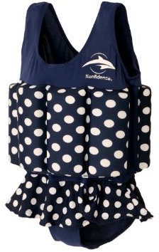 Konfidence Float Suit Badeanzug integrierter Auftrieb Navy Polka Dot 1-2 Jahre 11-15 kg NEU Schwimmhilfe für optimale Armfreiheit
