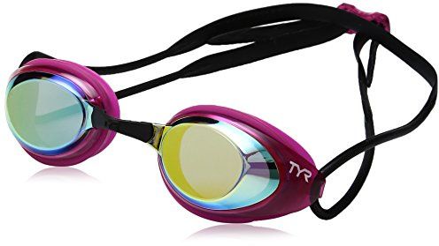 TYR Women Blackhawk Racing Femme Mirrored Low Profile Swimming Goggles - Gold/Pink/Black, Small