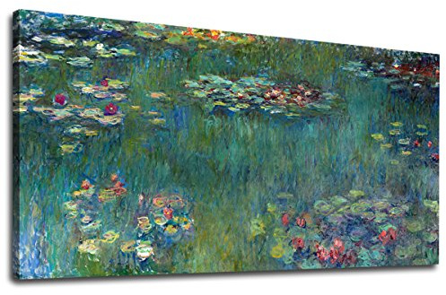 Yearainn Large Canvas Wall Art Water Lilies by Claude Monet Landscape Contemporary Wall Art Nature Picture for Home Office Wall Decor Framed Ready to Hang