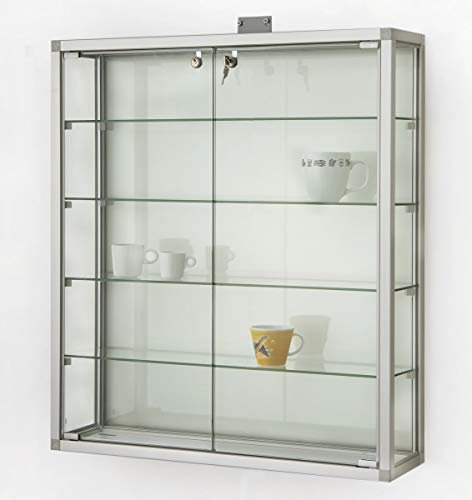 MHN Wandvitrine T 19 x B 78 x H 88 cm - Sammler Hängevitrine abschließbar - große Glas-Vitrine Wand hängend CPq - ohne Beleuchtung