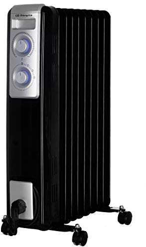 Orbegozo Radiatore olio RN 2000, 9 elementi riscaldanti, 2000 W, luce LED, termostato regolabile, avvolgicavo, ruote girevoli