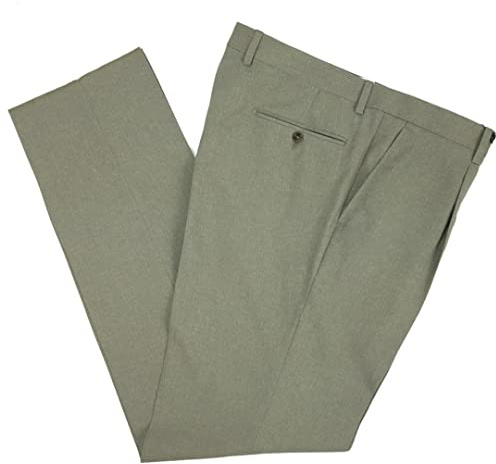 N+1 - Pantalone Uomo Classico in Fresco Lana con Pens Cavallo Alto Gamba Larga Elegante Tasca Dritta Leggero Estivo (52, Sabbia)