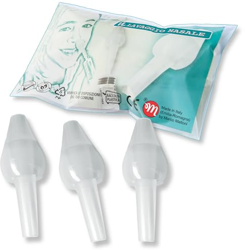 Set irrigatore nasale per LAVAGGIO NASALE, IGIENIZZABILE BY MARCO MALTONI, MADE IN EMILIA-ROMAGNA, 3 OLIVE NASALI SMALL
