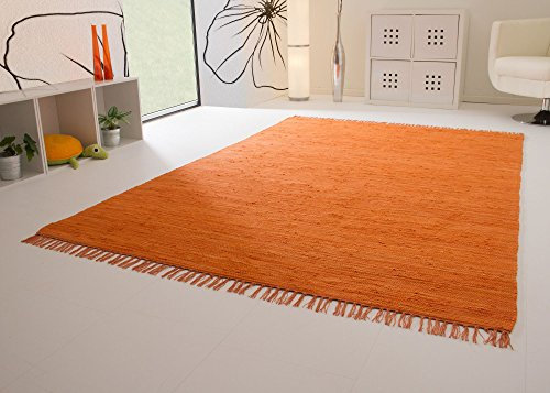 Steffensmeier Handwebteppich Indira in Terra - Handweb Teppich aus 100% Baumwolle Fleckerl, Größe: 160x160 cm