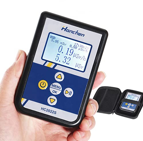 Hanchen Detector de radiación nuclear Contador Geiger Dosimetro personal Detector de mármol Monitor Medidor digital portátil Alta sensibilidad Sin batería (tamaño de bolsillo)