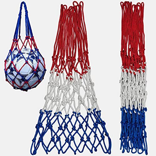GTIWUNG 2Pcs Rete per Canestro da Basket 12 Anelli 21inch, Retina Canestro Basket Esterno Adatte Alle Dimensioni di un Canestro Standard + 1Pc Borsa a Rete Sportiva