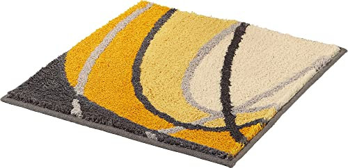 REDBEST WC-Vorlage ohne Ausschnitt Lynn gelb Größe 50x50 cm - rutschhemmend, Flauschiger Flor, pflegeleicht, für Fußbodenheizung geeignet