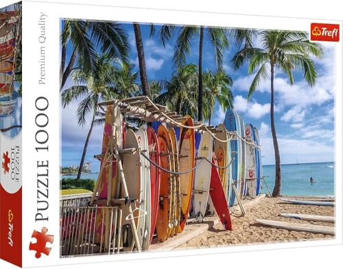 Trefl - Der Strand von Waikiki, Hawaii -Puzzle 1000 Elements - Modernes Puzzle für Surfbegeisterte, USA, DIY, kreative Unterhaltung, Spaß, Klassische Puzzles für Erwachsene und Kinder ab 12 Jahren