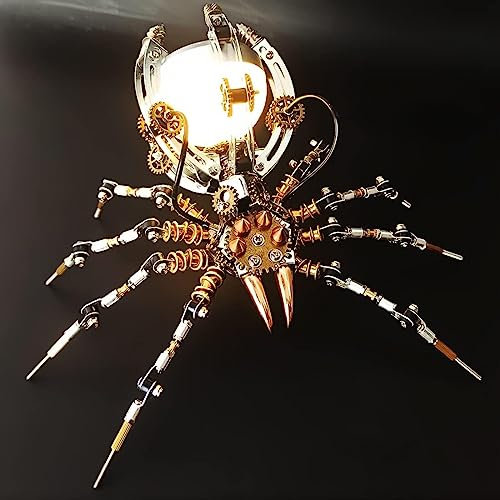UpGLeuch 3D Metall Puzzle Spinne Modell Kit mit Lampe, DIY 3D Metal Mechanical Model Erwachsene mit Werkzeugsatz, 3D Modellbausatz Metall Desktop Spielzeug Geschenke