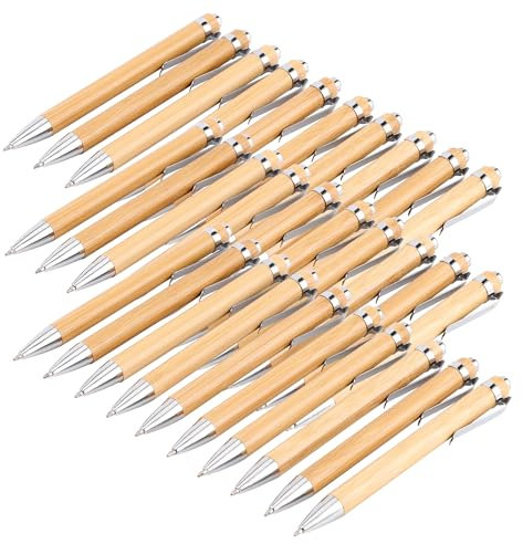 JSMTKJ 30 Stück Holz Kugelschreiber Set, Wiederverwendbar für Büro und Zuhause