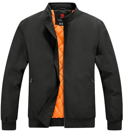 Rdruko Men's Winter Lightweight Bomber Jackets Windbreaker Golf Casual Fall Water Resistant Stylish Quilted Coat, Black, M