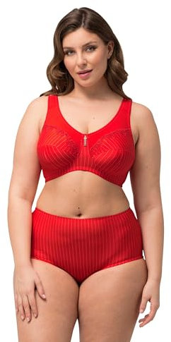 Ulla Popken Damen Entlastungs-BH, ohne Bügel, Strassanhänger, Cup C - G BRA, neon rot, 100C