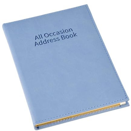 Adressbuch für alle Anlässe, gepolsterter Einband, PU-Leder, Hellblau, 132 x 180 mm