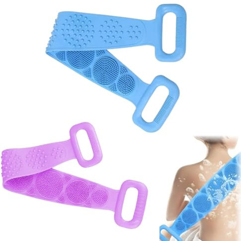 Spazzola Bagno Schiena, 2 Pezzi Spazzola Bagno Schiena, Spazzola Bagno Silicone, Massaggio Scrubber Schiena Bifacciale, Scrubber Esfoliante, Multifunzionale Doccia Spazzol, Spazzola Massaggio