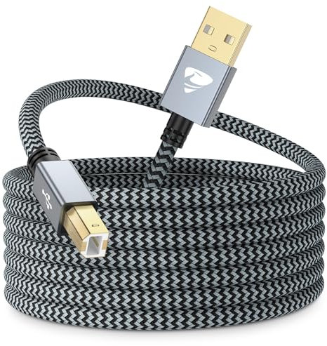 USB Druckerkabel 5M Scanner Kabel 2.0 Drucker Kabel Pc USB A auf B Printer Cable für HP, Canon, Brother, Epson, Lexmark, Xerox, Samsung, Piano, Dell - ROT