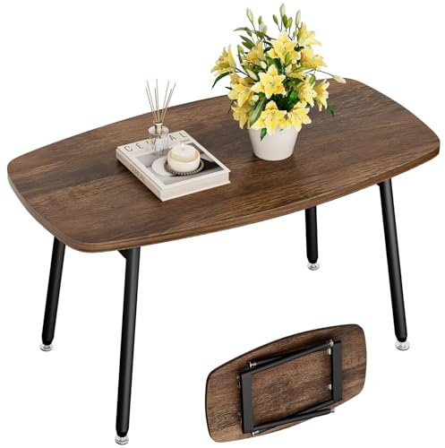 WOHOMO Couchtisch Klappbar,Gartentisch,Klapptisch Camping,Balkontisch,Kleiner Tisch klapptisch,Picnic Table Outdoor Klappbar,Wohnzimmertisch,80 x 40 x 45 cm,Vintage braun